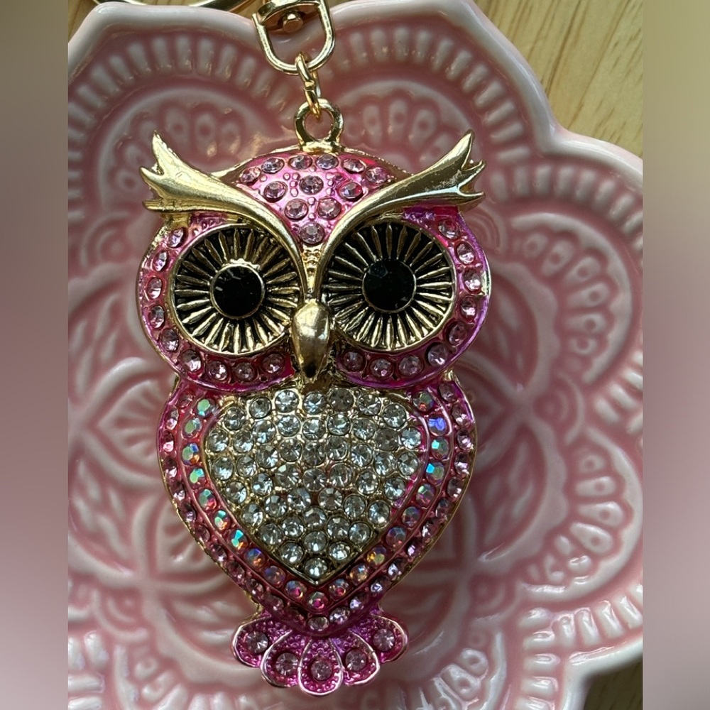 Gorgeous Faux Rhinestone Owl Bag Charm/Key Chain